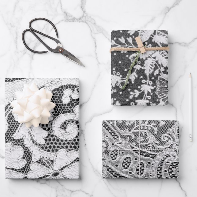 ANTIQUE LACE Wrapping Paper Flat Sheet Set of 3 (Front)