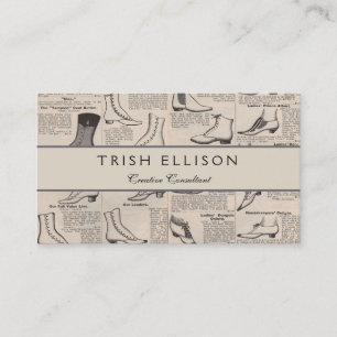 Antique Ladies Shoe Catalogue Page Vintage Print Business Card