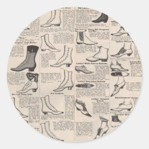 Antique Ladies Shoe Catalogue Page Vintage Print Classic Round Sticker