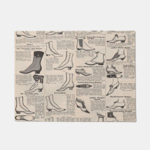 Antique Ladies Shoe Catalogue Page Vintage Print Doormat
