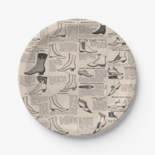 Antique Ladies Shoe Catalogue Page Vintage Print Paper Plate