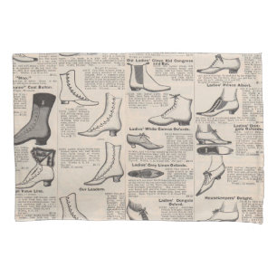 Antique Ladies Shoe Catalogue Page Vintage Print Pillowcase