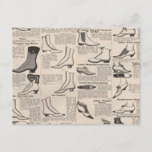 Antique Ladies Shoe Catalogue Page Vintage Print Postcard