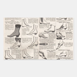 Antique Ladies Shoe Catalogue Page Vintage Print Rectangular Sticker