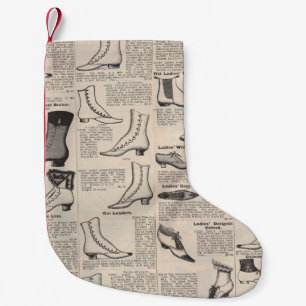 Antique Ladies Shoe Catalogue Page Vintage Print Small Christmas Stocking