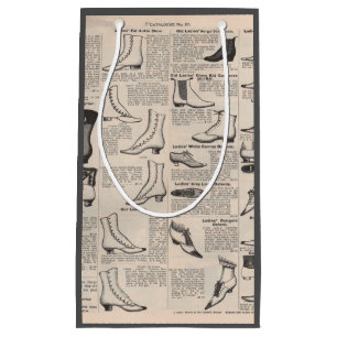 Antique Ladies Shoe Catalogue Page Vintage Print Small Gift Bag