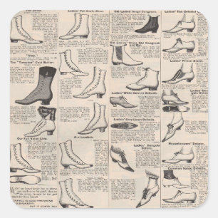 Antique Ladies Shoe Catalogue Page Vintage Print Square Sticker