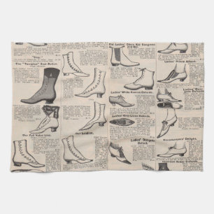 Antique Ladies Shoe Catalogue Page Vintage Print Tea Towel