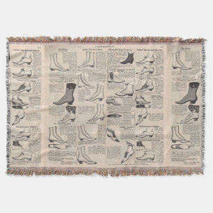 Antique Ladies Shoe Catalogue Page Vintage Print Throw Blanket