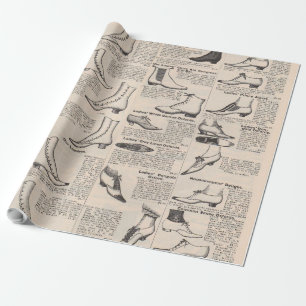 Antique Ladies Shoe Catalogue Page Vintage Print Wrapping Paper