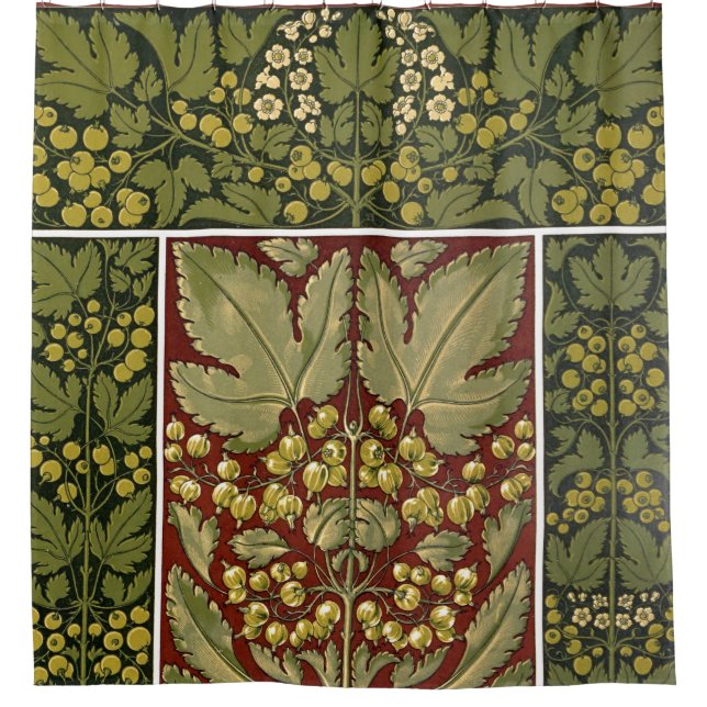 Antique Leaf Pattern Shower Curtain (Front)