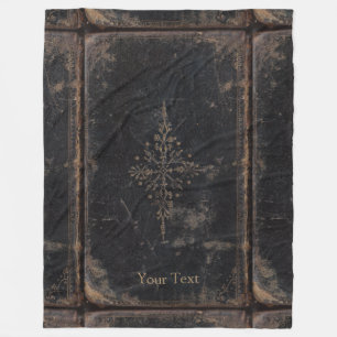 Antique Leather Book Gold Leaf Fleece Blanket