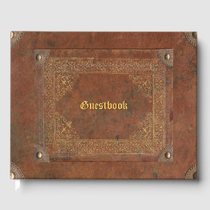 Antique Leather Look Guest Book
