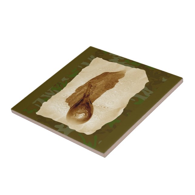 Antique Leather Powder Flask Ceramic Tile (Side)
