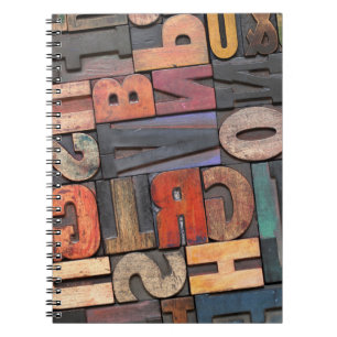 antique letterpress ing blocks with colour ink pat notebook