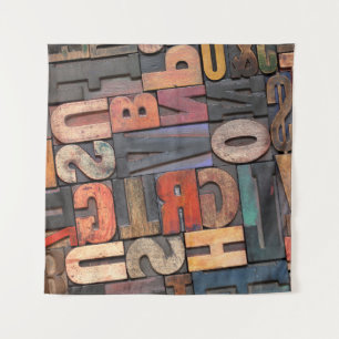 antique letterpress ing blocks with colour ink pat tapestry