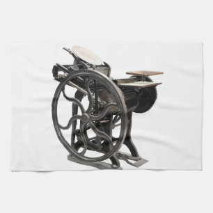 antique letterpress machine from 1888 kitchen towe tea towel