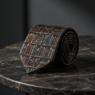 Antique Library Bookshelf Dark Academia Vintage Tie
