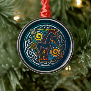 Antique licorne celtique metal ornament