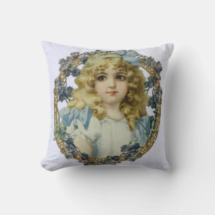Antique Little Girl Child Portrait Beautiful Cushion
