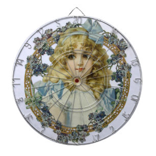 Antique Little Girl Child Portrait Beautiful Dartboard