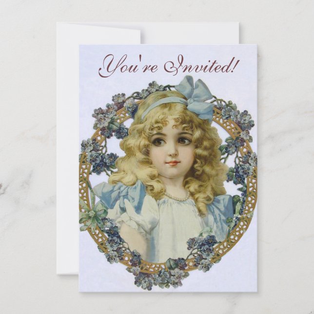 Antique Little Girl Child Portrait Beautiful Invitation (Front)