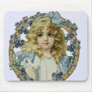 Antique Little Girl Child Portrait Beautiful Mouse Pad