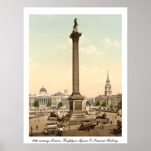 Antique London England, Trafalgar Square Poster