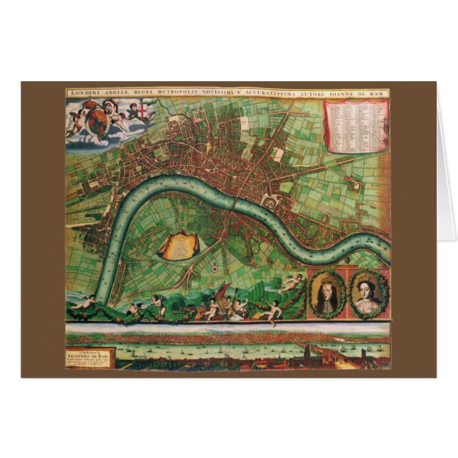 Antique London Street Map by Johannes de Ram, 1689 (Front Horizontal)