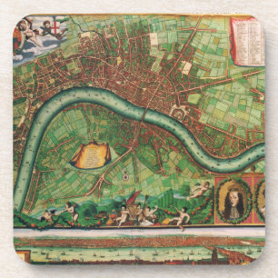 Antique London Street Map by Johannes de Ram, 1689 Coaster