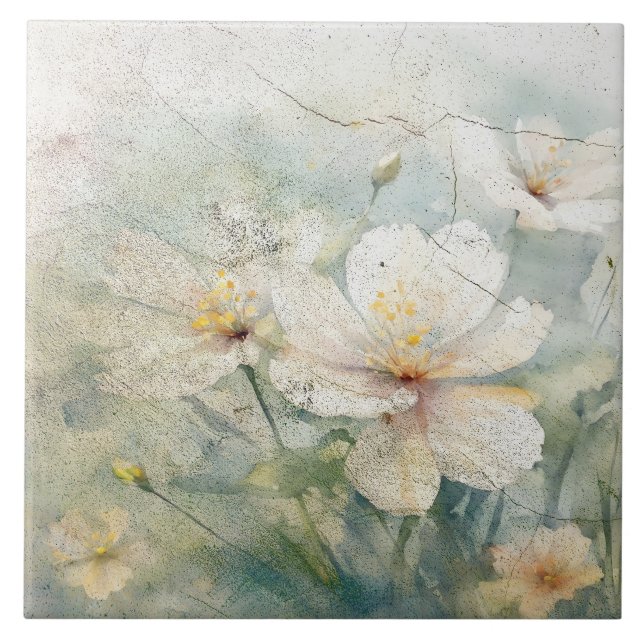 Antique Look Floral Flowers Design 339 Ceramic Tile (Front)