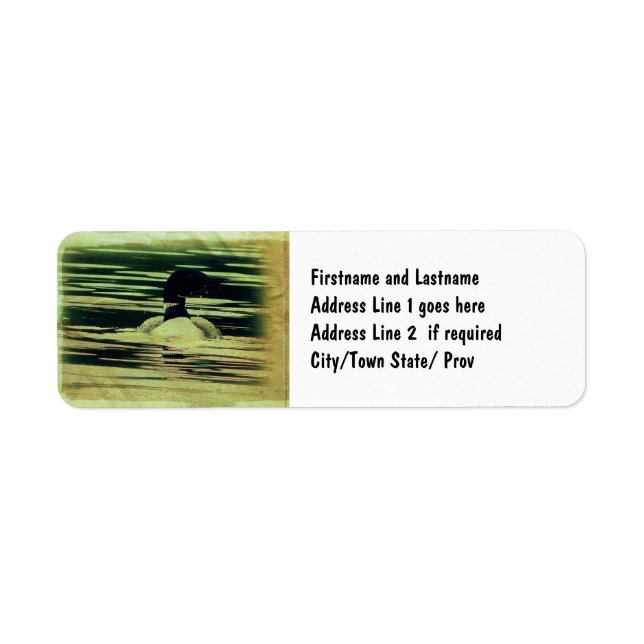 Antique Look Loon on The Water Return Address Label (Front)