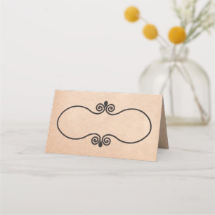 Antique Look Paper Wedding Folded Place Card