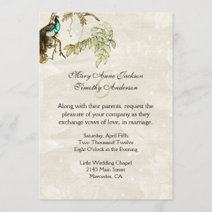Antique Look Peafowl Wedding Invitation