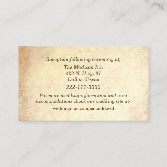 Antique Look Wedding Enclosure Cards (Front)