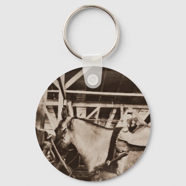 Antique Looking Horse Photo Key Ring (Front)