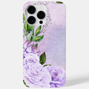 ANTIQUE LOOKING LAVENDER SCRIPT & FLOWERS Case-Mate iPhone 14 PRO MAX CASE