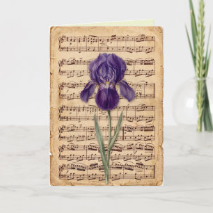 Antique Looking Sheet Music Delicate Floral Art Card