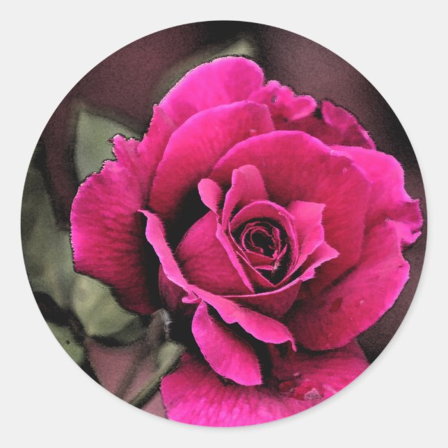 Antique Love Rose Classic Round Sticker (Front)