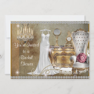 Antique LOVER BRIDAL SHOWER INVITATION FAUX Bling