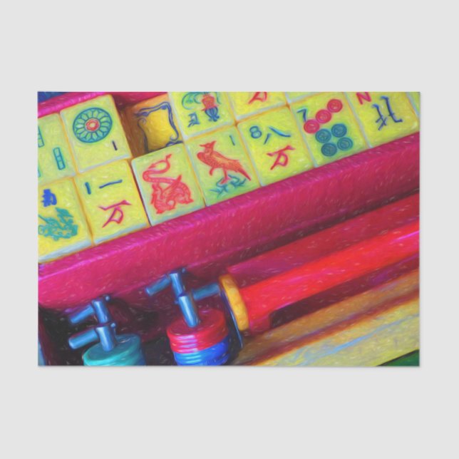 Antique Mah Jongg Set Tissue Paper (Front)