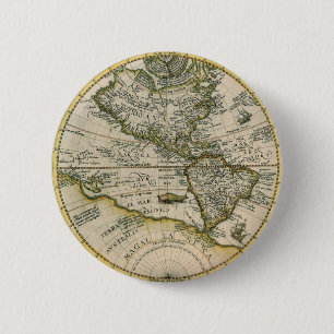 Antique Map, 1596, America Sive Novus Orbis 6 Cm Round Badge