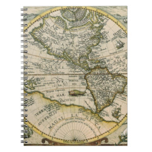 Antique Map, 1596, America Sive Novus Orbis Notebook