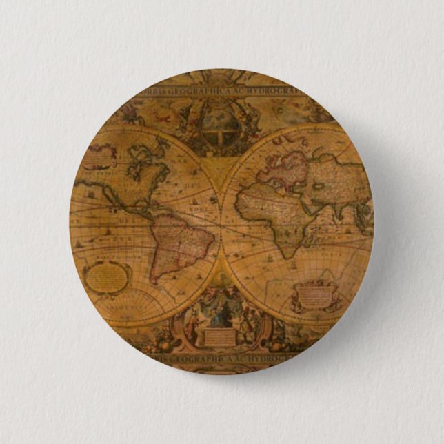 ANTIQUE MAP 6 CM ROUND BADGE (Front)