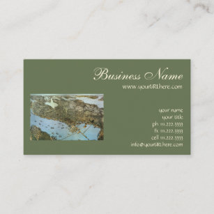 Antique Map Aerial View City of Seattle Washington Business Card