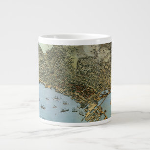 Antique Map Aerial View City of Seattle Washington Large Coffee Mug