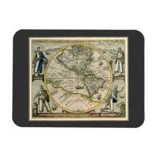 Antique Map, America Sive Novus Orbis, 1596 Magnet