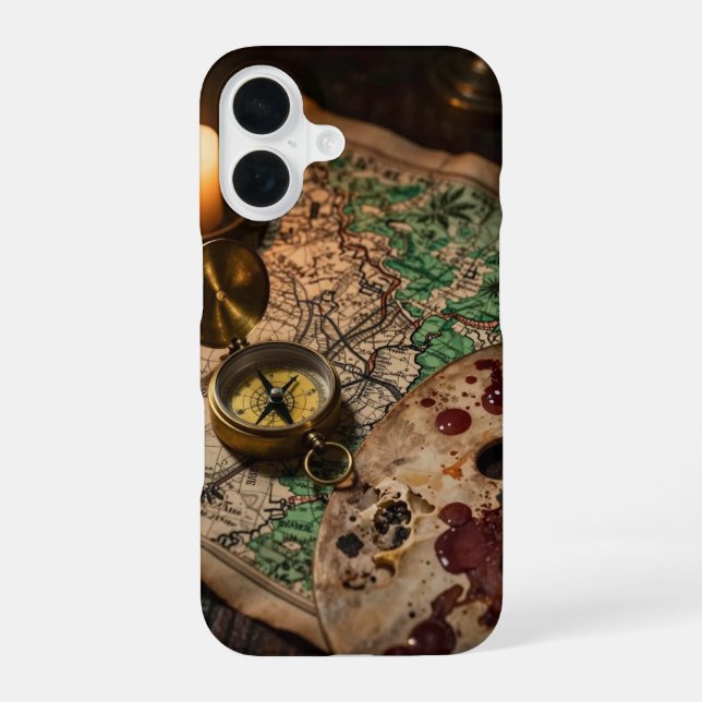 Antique Map and Compass Academia Case (Back)
