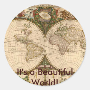 ANTIQUE MAP CLASSIC ROUND STICKER