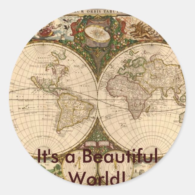 ANTIQUE MAP CLASSIC ROUND STICKER (Front)